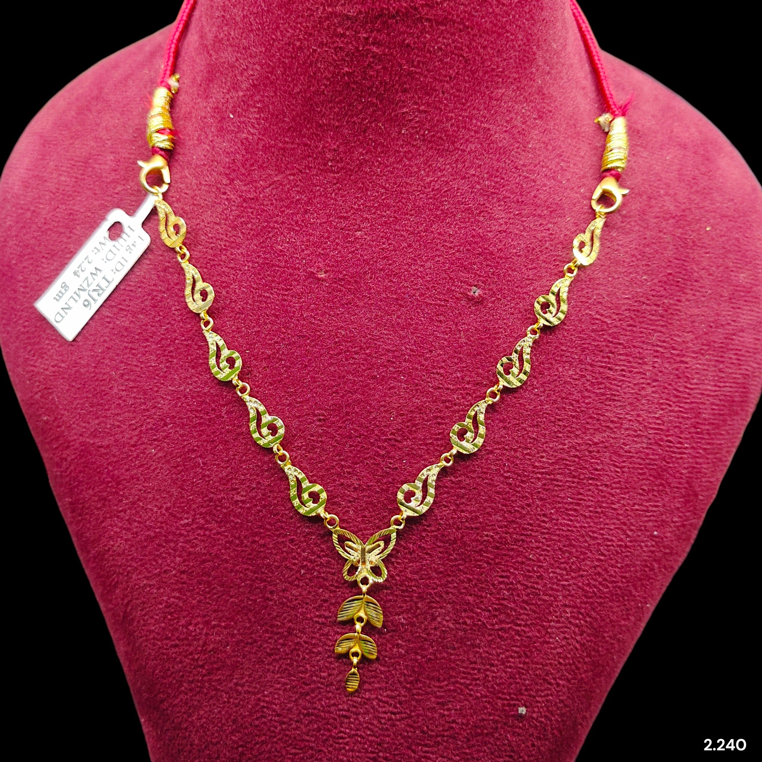 GOLD NECKLACE-(WGT: 2.240 GM APPROX) BIS CERTIFIED HUID HALLMARK 375 9KT GOLD NECKLACE 1 PIECE FOR WOMEN.