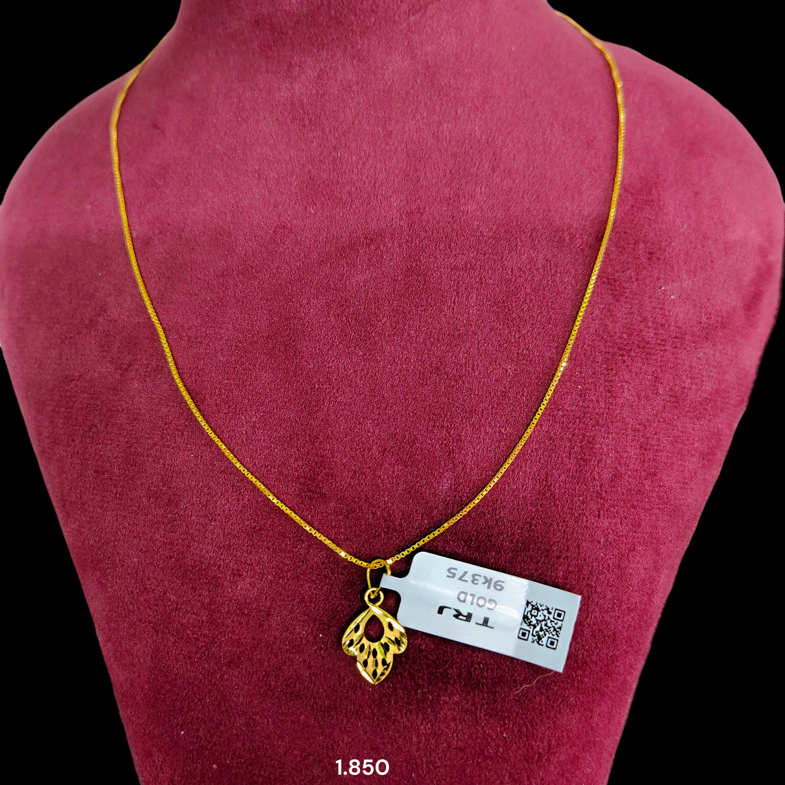 GOLD CHAIN- (WGT: 1.850 GM APPROX) BIS CERTIFIED HUID HALLMARK 9KT GOLD CHAIN WITH PENDANT (17 INCH) 1 PIECE FOR WOMEN.
