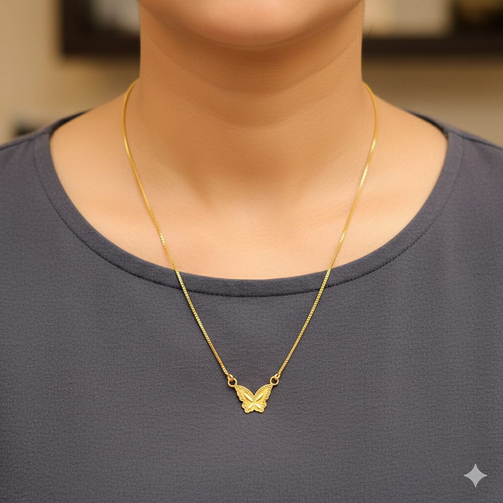 GCH-(WGT: 1.960 GM APPROX) BIS CERTIFIED HUID HALLMARK 9KT GOLD CHAIN WITH PENDANT (18 INCH) 1 PIECE FOR WOMEN.