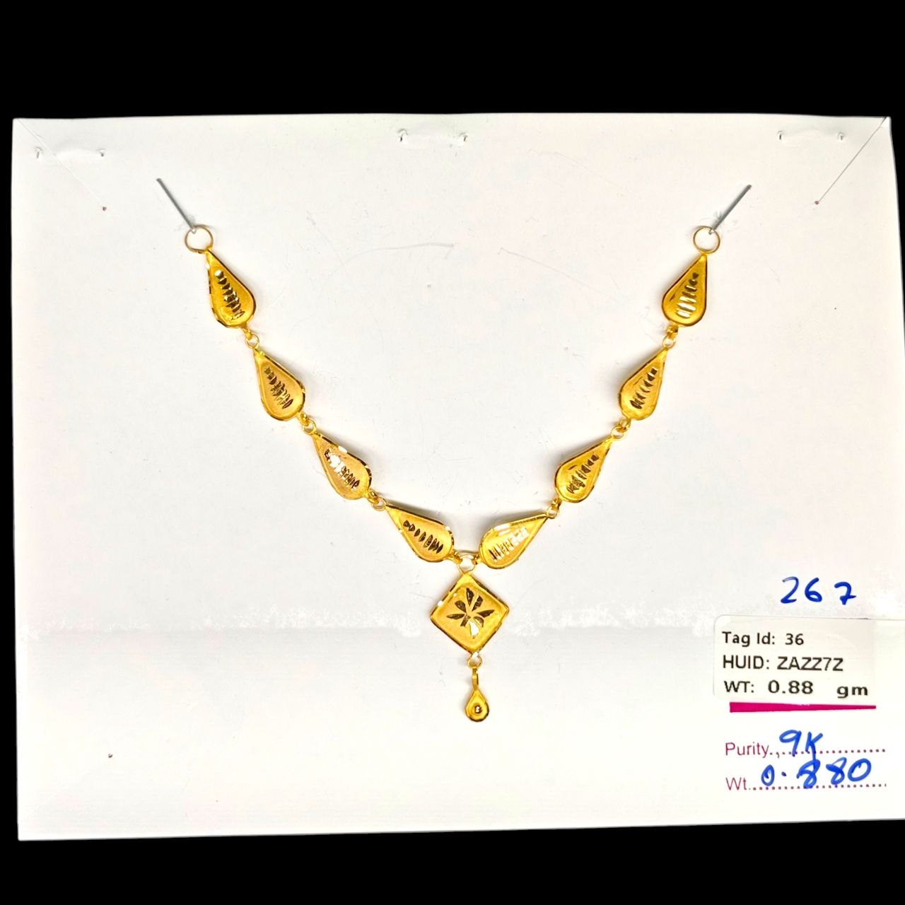 GOLD CHOKER NECKLACE-(WGT: 0.880 GM APPROX) BIS CERTIFIED HUID HALLMARK 9KT GOLD NECKLACE 1 PIECE FOR WOMEN.