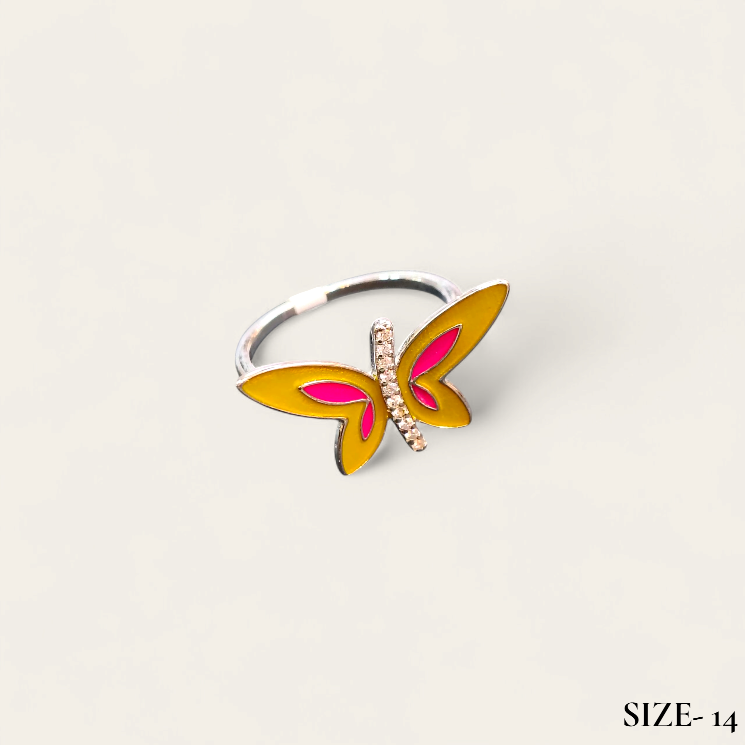(SFR) RAJLAXMI (SIZE:14) HALLMARK 925 SILVER FINGER BUTTERFLY MINAKARI DESIGN RING 1 PIECE FOR WOMEN FOR REGULAR USE - BEST FOR GIFTING (SOLD ON MRP)