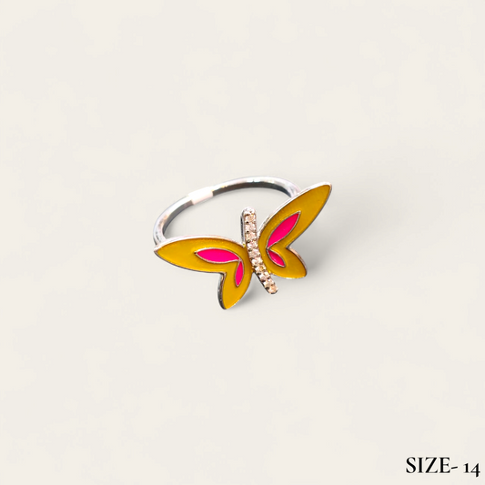 RAJLAXMI (SIZE:14) HALLMARK 925 SILVER FINGER BUTTERFLY MINAKARI DESIGN RING 1 PIECE FOR WOMEN FOR REGULAR USE - BEST FOR GIFTING (SOLD ON MRP)