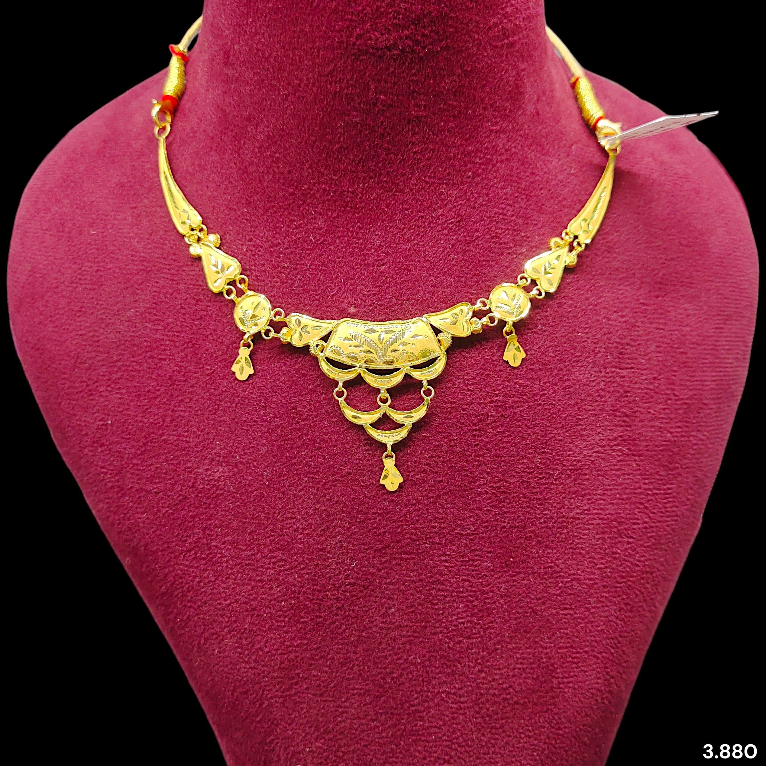 GCN22K- WGT: 3.880 BIS CERTIFIED HUID HALLMARK 916 22KT GOLD NECKLACE 1 PIECE WITH FREE ADJUSTABLE TASSEL FOR WOMEN.(8X1XVU)
