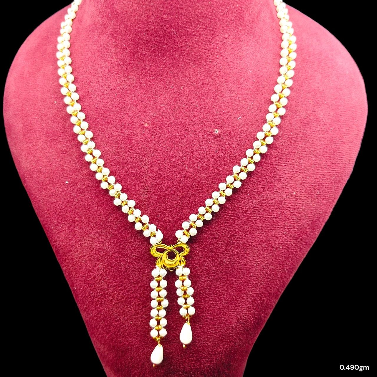 GMP22K- BIS CERTIFIED WGT: O.490 GM APPROX HUID HALLMARK 916 22KT GOLD MOTI TIE CHAIN 1 PIECE FOR WOMEN.