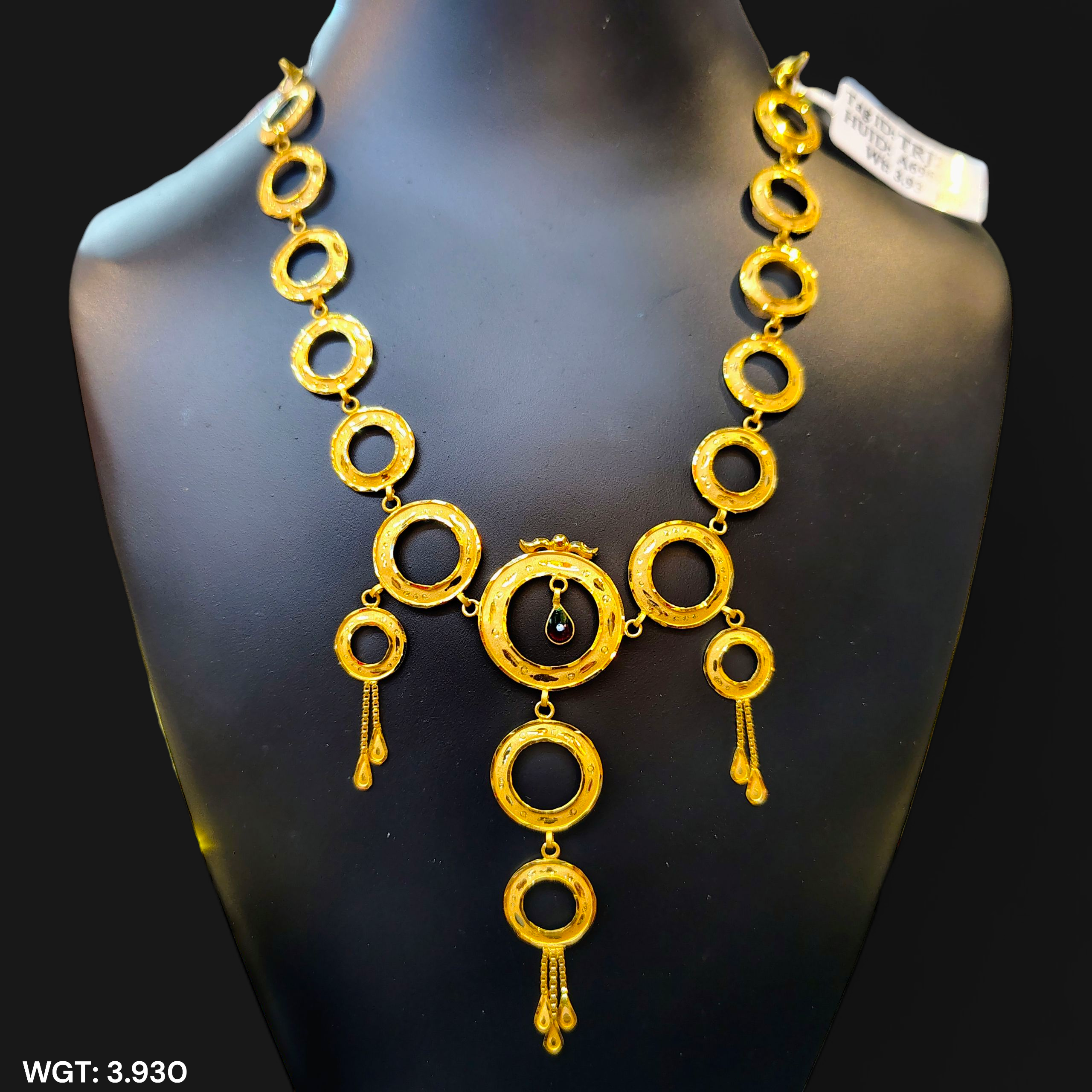 (GCN22) BIS CERTIFIED HUID HALLMARK 916 22KT GOLD NECKLACE CHOKER (APPROX WGT: 3.930 GM) 1 PIECE FOR WOMEN.