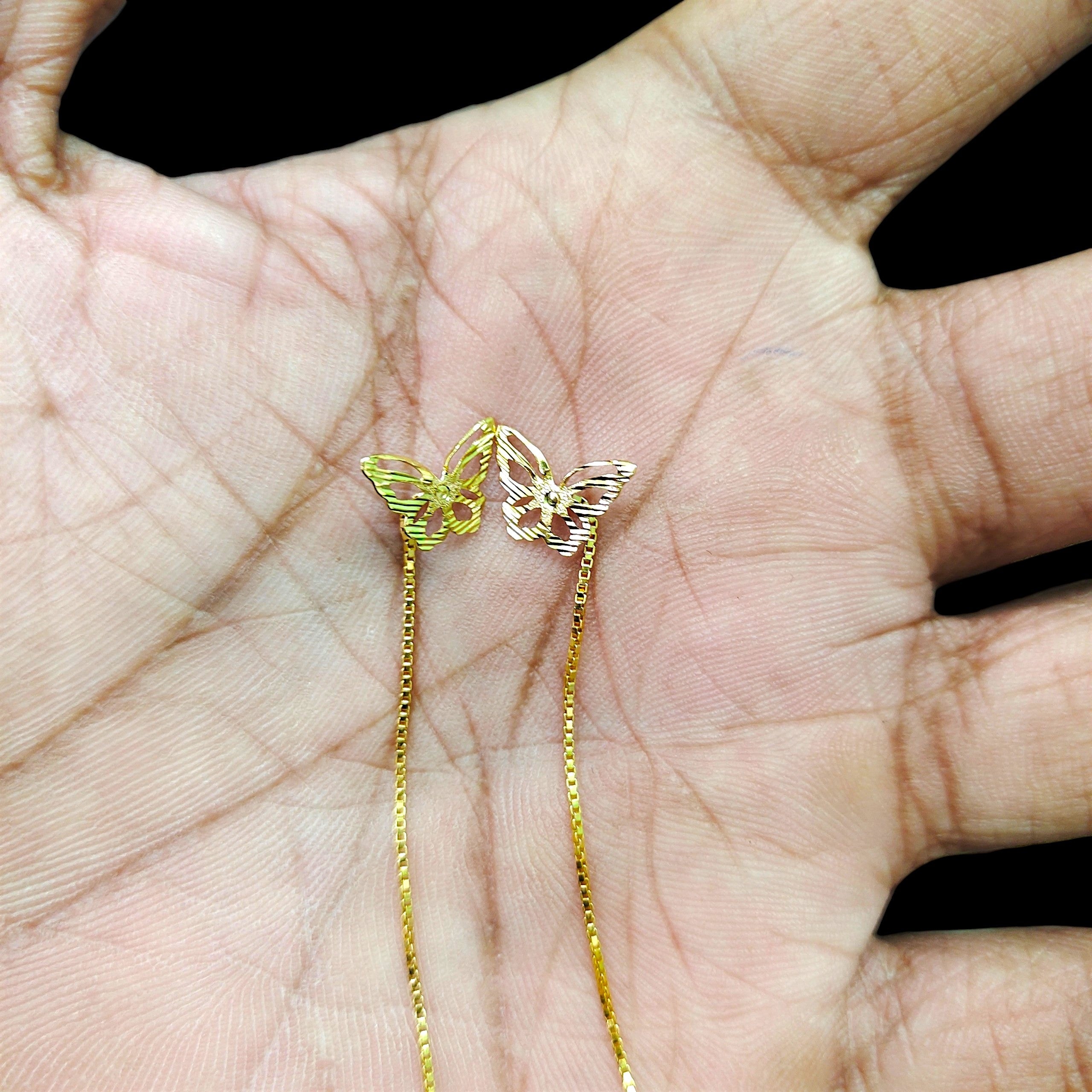 GOLD SUIDHAGA- (WGT: 0.630 GM APPROX) BIS CERTIFIED HUID HALLMARK 9KT GOLD SUIDHAGA EARRINGS (1 PAIR) FOR WOMEN.
