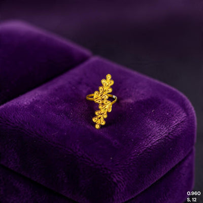 LADIES RING- (C1DB2X) (SIZE: 12) (WGT: 0.960 GM APPROX) BIS CERTIFIED HUID HALLMARK 9KT GOLD FINGER RING FOR WOMEN 1 PIECE