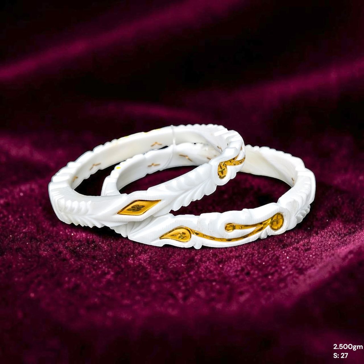 GSB22K- SIZE:27 (WGT: 2.500 GM APPROX) BIS CERTIFIED HUID HALLMARK 22KT GOLD SAKHA BADHANO 1 PAIR FOR WOMEN FOR REGULAR USE. (ETX5DL)-(UXL4SI)