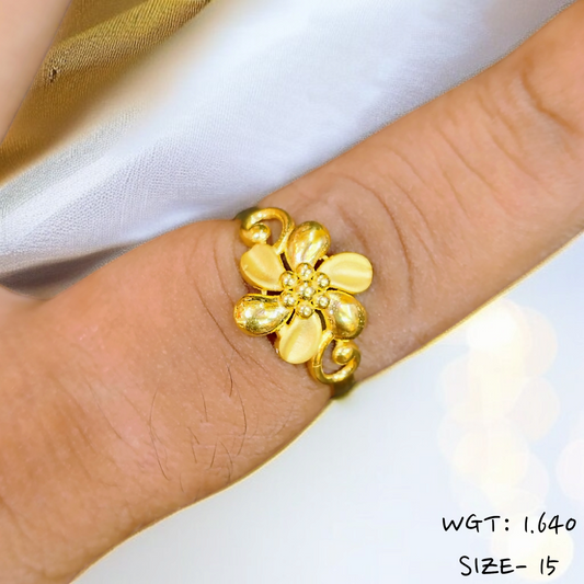 TRJ (SIZE: 15) WGT: 1.640 GM APPROX 22KT HUID HALLMARK GOLD RING FOR WOMEN 1 PIECE.