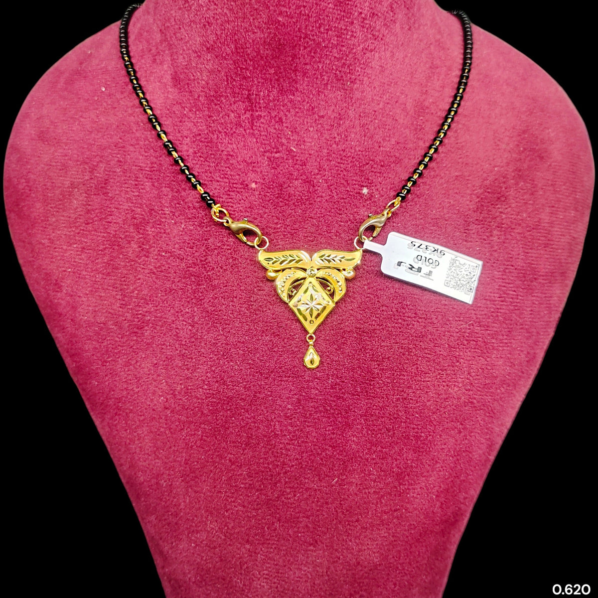 GPM9K- (WGT: 0.620 GM APPROX) BIS CERTIFIED HUID HALLMARK 375 9KT GOLD PENDANT FOR WOMEN 1 PIECE WITH FREE MANGALSUTRA & TASSEL. (92BXUH)
