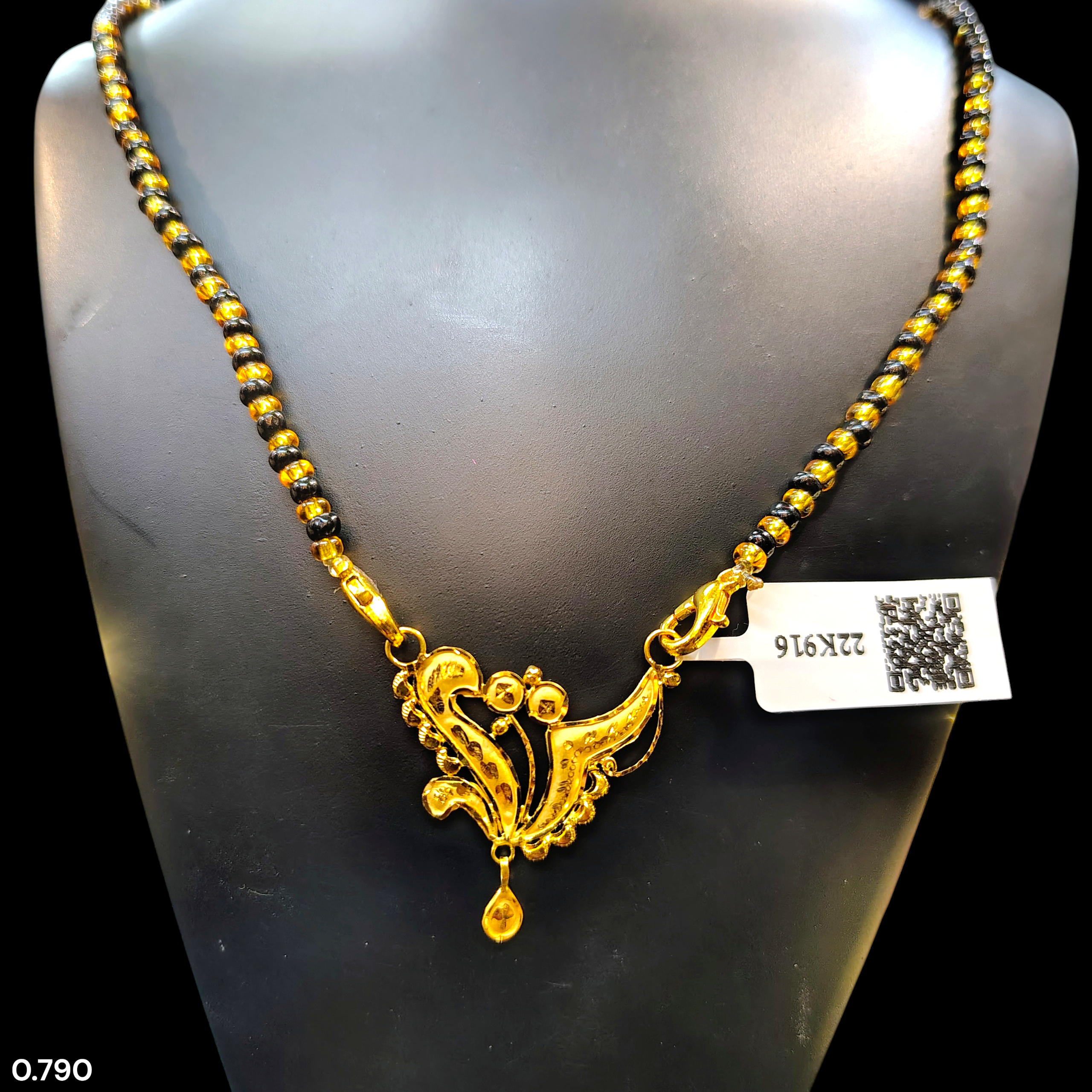 GOLD PENDANT- WGT: 0.790 GM APPROX 22KT HUID HALLMARK GOLD PENDANT MANGALSUTRA 1 PIECE WITH TASSEL.