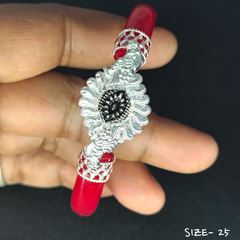 (SSP) (SIZE- 25) 925 ORIGINAL SILVER MUKH POLA BANGLES FOR WOMEN 1 PC - SOLD AS MRP BY RAJLAXMI.