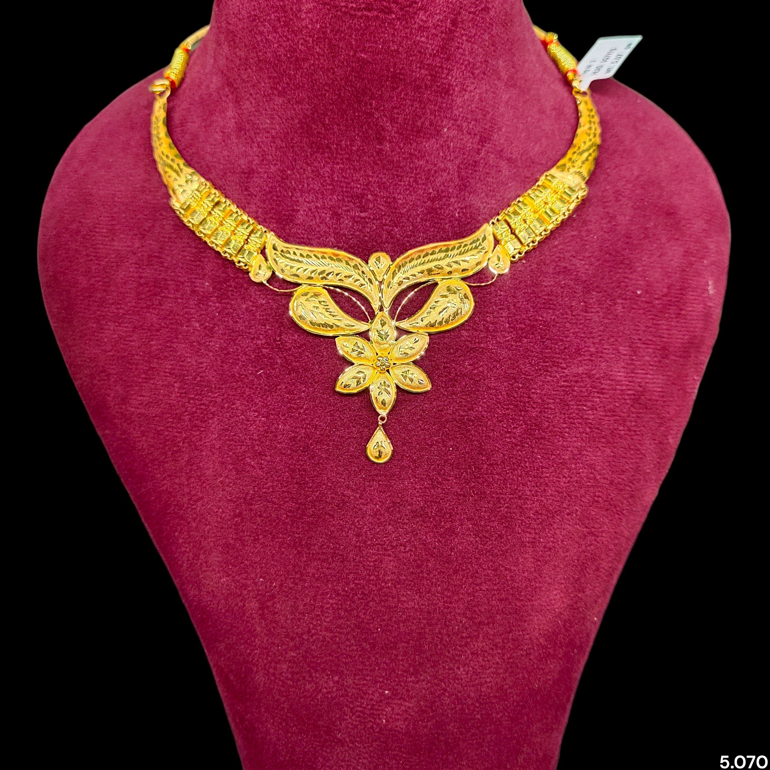 GCN22K- WGT: 5.070 BIS CERTIFIED HUID HALLMARK 916 22KT GOLD NECKLACE 1 PIECE WITH FREE ADJUSTABLE TASSEL FOR WOMEN.(9G7Y7S)