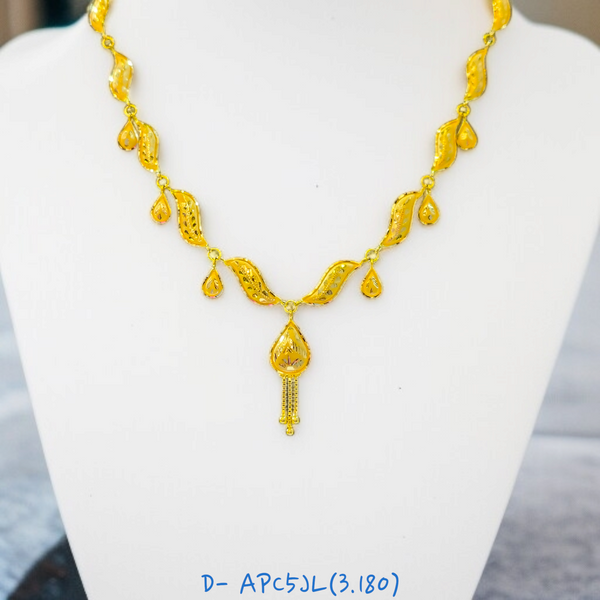 (GNC) RAJLAXMI APC5JL WGT: 3.180 GM APPROX HUID HALLMARK 22KT GOLD NECKLACE 1 PIECE WITH ADJUSTABLE TASSEL.