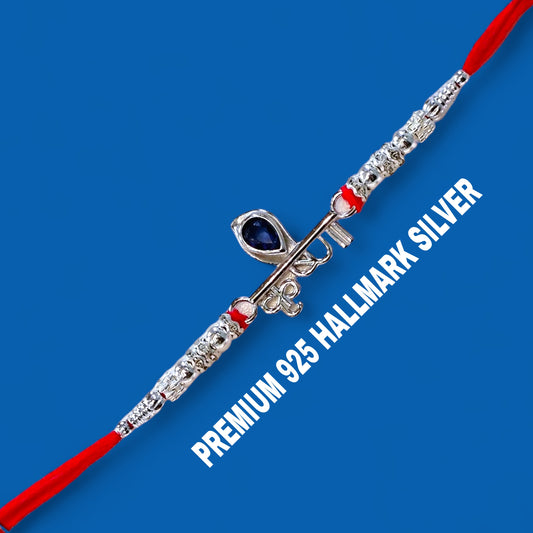 (RAKHI GIFTS) 925 HALLMARK SILVER RAKHI FOR RAKSHA BANDHAN GIFT FOR YOUR LOVING BROTHER (FREE DAIRYMILK CHOCOLATE INSIDE).