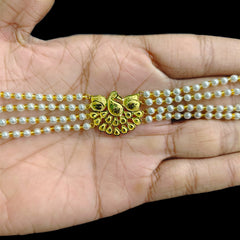 GMC9K- (HXH1HC)-(WGT: 0.730 GM APPROX) BIS CERTIFIED HUID HALLMARK 375 9KT GOLD MOTI CHOKER 1 PIECE WITH ADJUSTABLE TASSEL FOR GIFT IN MARRIAGE.