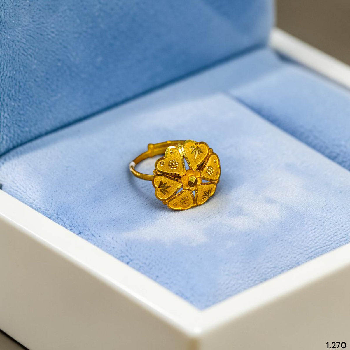 LADIES RING (WR2DMQ)-(SIZE: ADJUSTABLE ) WGT: 1.270 GM APPROX BIS CERTIFIED HUID HALLMARK 375 9KT GOLD RING FOR WOMEN 1 PIECE.