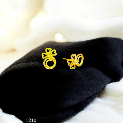 STUD EARRING- BIS CERTIFIED WGT: 1.210 GM APPROX HUID HALLMARK 916 22KT GOLD TOPS 1 PAIR FOR WOMEN.