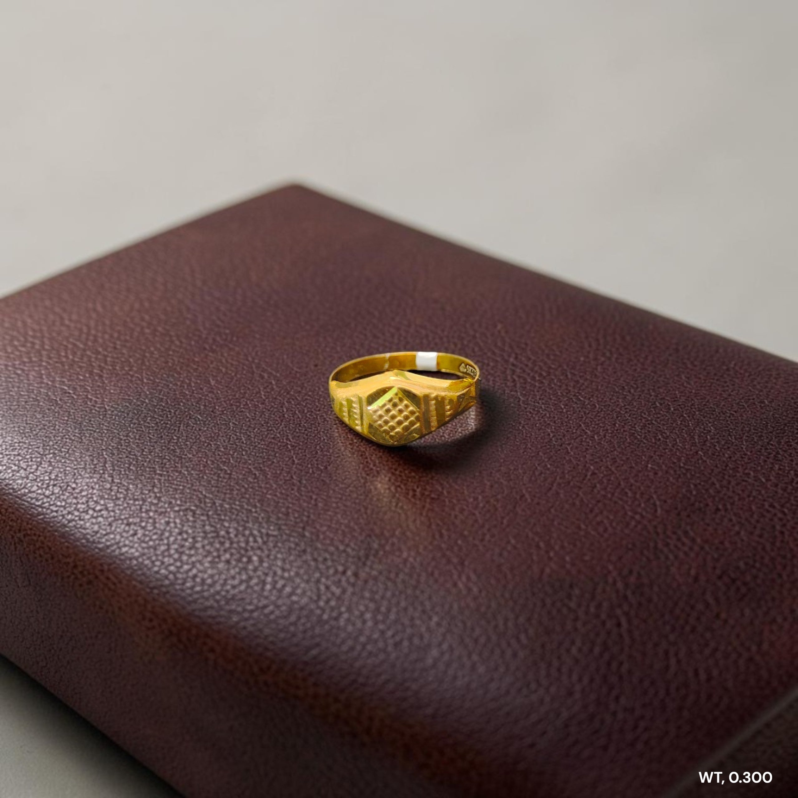 BABY JEWELLERY- TRJ WGT: 0.300 GM APPROX 375 9KT HUID HALLMARK GOLD BABY FINGER RING 1 PIECE FOR RICE CEREMONY & BIRTHDAY.