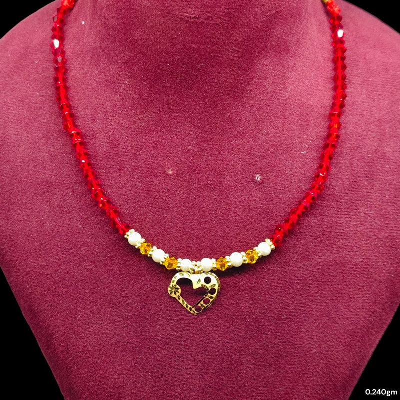 GOLD LOCKET- WGT: 0.240 GM APPROX BIS CERTIFIED HUID HALLMARK 22KT GOLD MOTI LOCKET 1 PIECE FOR WOMEN (WITH PUTI CHAIN).