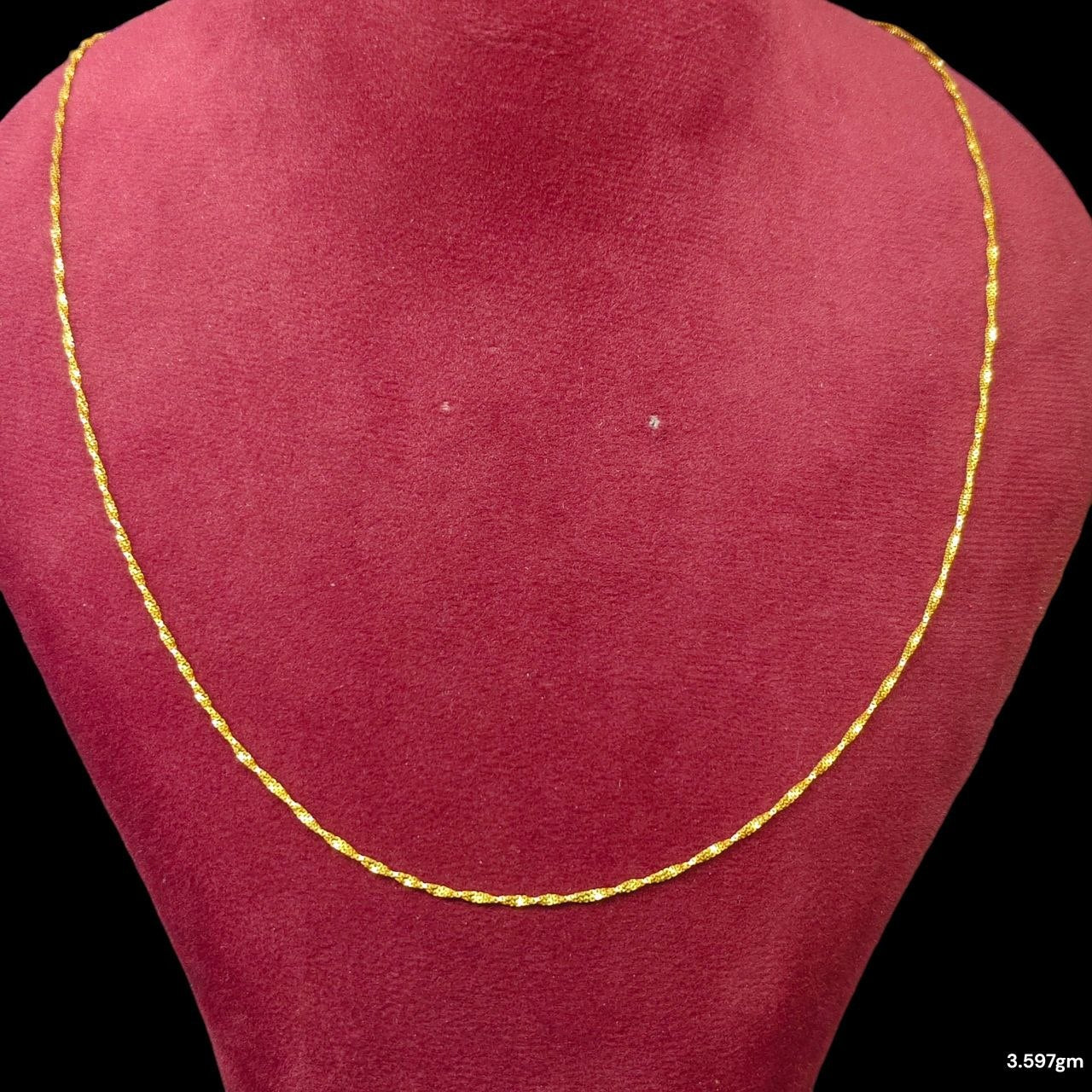 GOLD CHAIN- (WGT: 3.597 GM APPROX) BIS CERTIFIED HUID HALLMARK 9KT GOLD CHAIN (24 INCH) 1 PIECE FOR UNISEX.