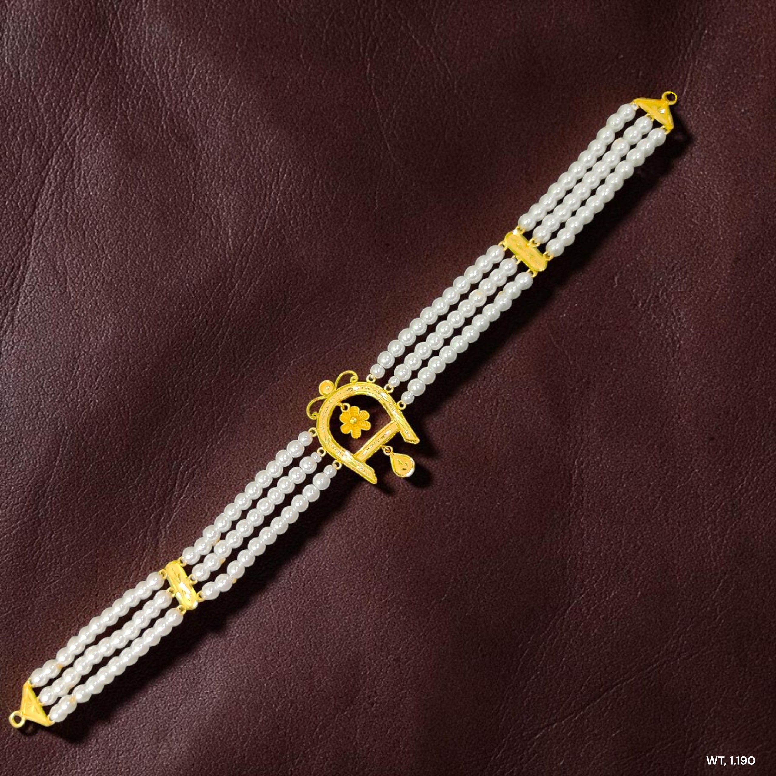 GOLD MOTI HAR- CERTIFIED BIS HUID HALLMARK 916 22KT GOLD MOTI CHOKER 1 PIECE (WGT: 1.190 GM) WITH ADJUSTABLE TASSEL FOR GIFT IN MARRIAGE.