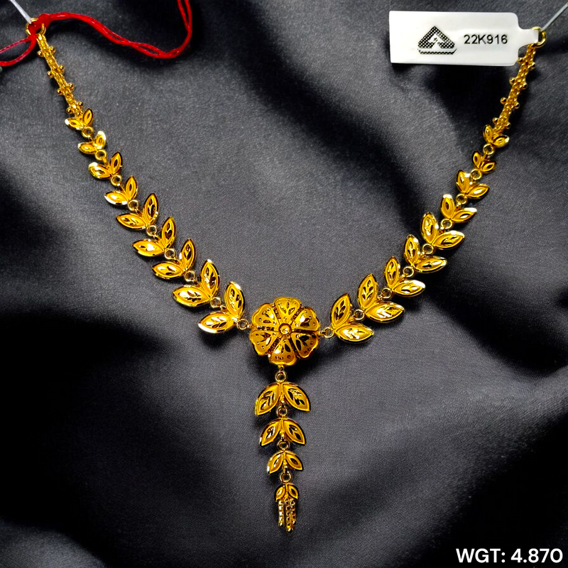 (GCN22) BIS CERTIFIED HUID HALLMARK 916 22KT GOLD NECKLACE CHOKER (APPROX WGT: 4.870 GM) 1 PIECE FOR WOMEN.