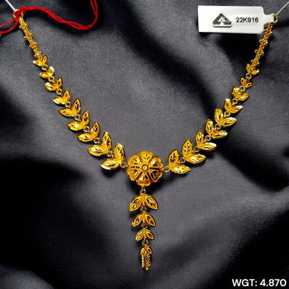 (GCN22) BIS CERTIFIED HUID HALLMARK 916 22KT GOLD NECKLACE CHOKER (APPROX WGT: 4.870 GM) 1 PIECE FOR WOMEN.