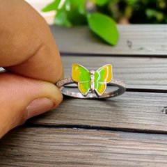 RAJLAXMI (SIZE:13) HALLMARK 925 SILVER FINGER BUTTERFLY MINAKARI DESIGN RING 1 PIECE FOR WOMEN FOR REGULAR USE - BEST FOR GIFTING (SOLD ON MRP)