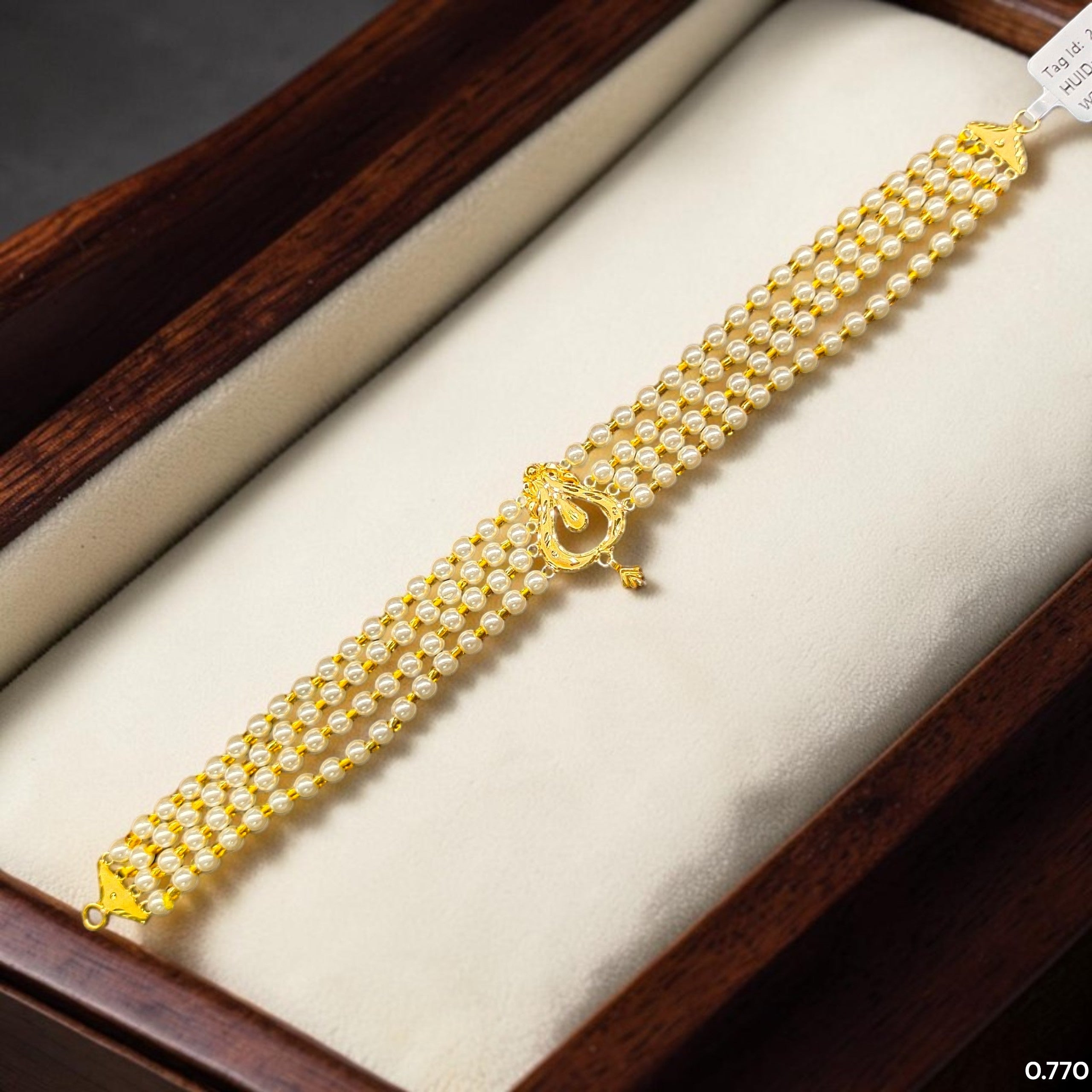GMC9K- (WGT: 0.770 GM APPROX) BIS CERTIFIED HUID HALLMARK 375 9KT GOLD MOTI CHOKER 1 PIECE WITH ADJUSTABLE TASSEL FOR GIFT IN MARRIAGE.