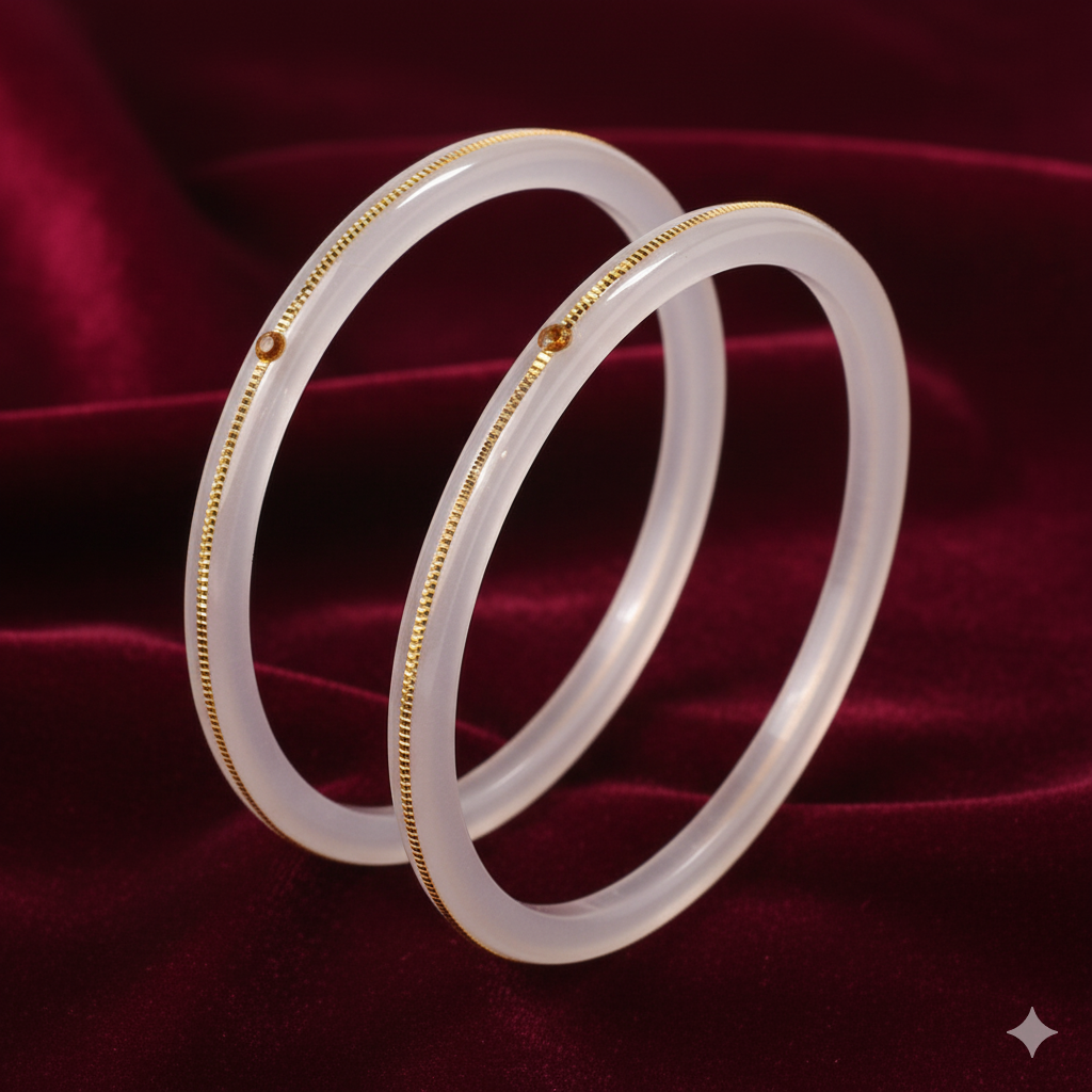 TRJ WHITE HUID HALLMARK 22KT GOLD LAMINATION POLA BADHANO BANGLES FACEBOOK VIRAL POLA 1 PAIR APPROX. WGT: 0.150 GM (FUTURE EXCHANGE VALUE 40% OF PRODUCT PRICE IN BILL WITH ANY JEWELLERY).
