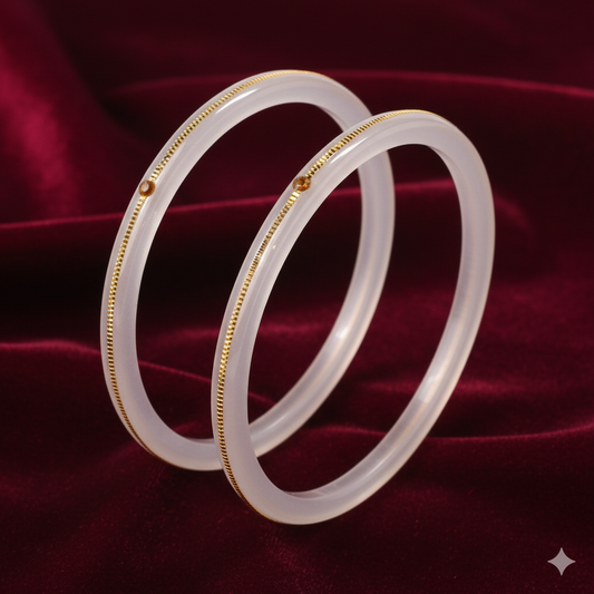 TRJ WHITE HUID HALLMARK 22KT GOLD LAMINATION POLA BADHANO BANGLES FACEBOOK VIRAL POLA 1 PAIR APPROX. WGT: 0.150 GM (FUTURE EXCHANGE VALUE 40% OF PRODUCT PRICE IN BILL WITH ANY JEWELLERY).