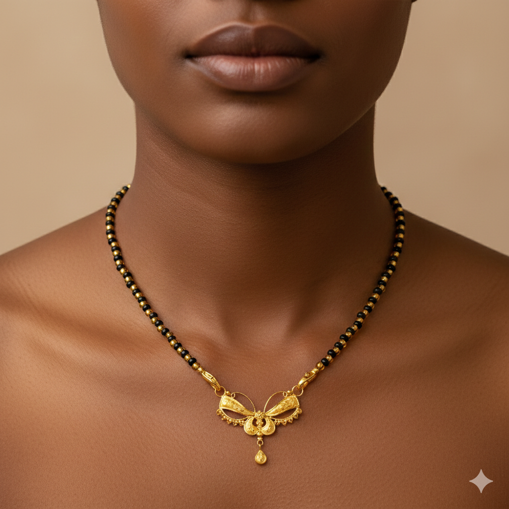 GOLD PENDANT- WGT: 0.710 GM APPROX 22KT HUID HALLMARK GOLD PENDANT MANGALSUTRA 1 PIECE WITH TASSEL.