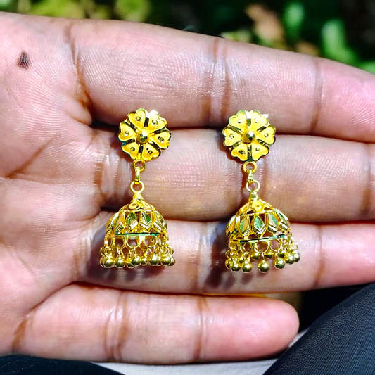 (GER22) BIS CERTIFIED WGT: 3.750 GM APPROX HUID HALLMARK 916 22KT GOLD JHUMKA EARRINGS 1 PAIR FOR WOMEN.