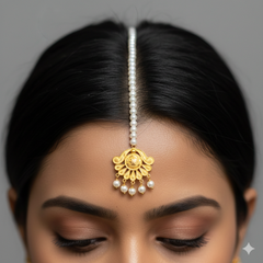GOLD TICKLY- TRJ WGT: 1.500 GM APPROX 22KT HUID HALLMARK GOLD MOTI TICKLY (MANGTIKA) 1 PIECE FOR MARRIAGE. (SH3YMR)