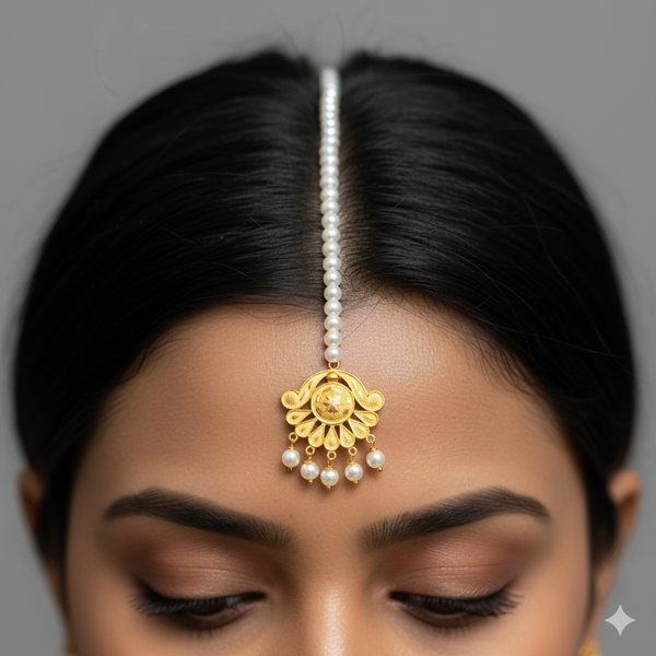 GOLD TICKLY- TRJ WGT: 1.500 GM APPROX 22KT HUID HALLMARK GOLD MOTI TICKLY (MANGTIKA) 1 PIECE FOR MARRIAGE.