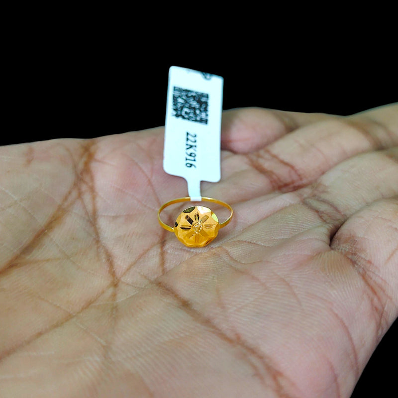 BABY JEWELLERY- TRJ WGT: 0.240 GM APPROX 22KT HUID HALLMARK GOLD BABY FINGER RING 1 PIECE FOR RICE CEREMONY & BIRTHDAY.