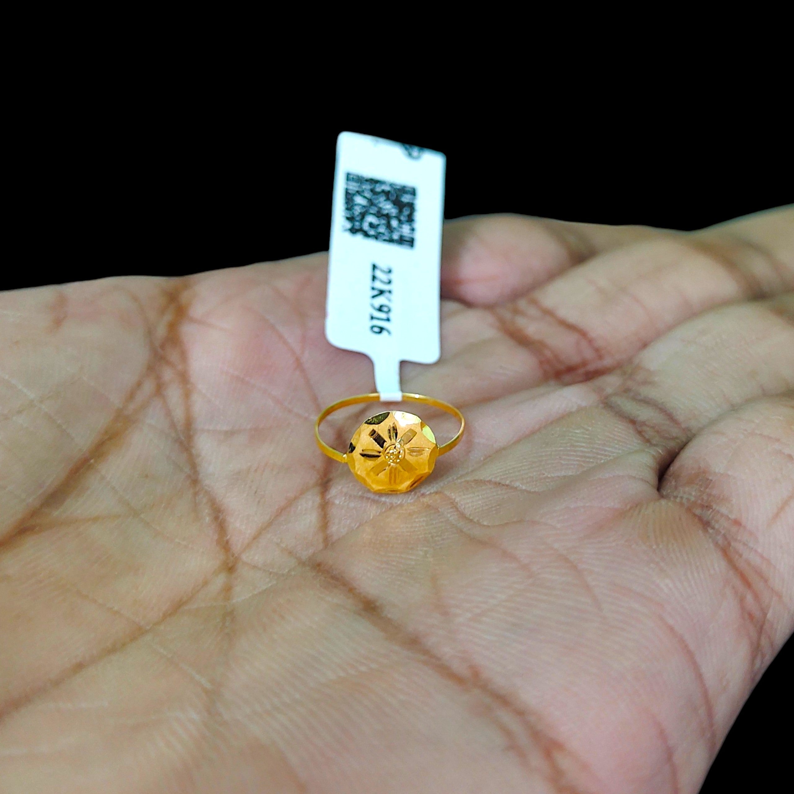 BABY JEWELLERY- TRJ WGT: 0.240 GM APPROX 22KT HUID HALLMARK GOLD BABY FINGER RING 1 PIECE FOR RICE CEREMONY & BIRTHDAY.