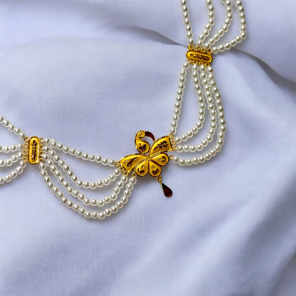 RAJLAXMI WGT: 2.220 GM APPROX HUID HALLMARK 22KT GOLD MOTI NECKLACE 1 PIECE WITH ADJUSTABLE TASSEL.