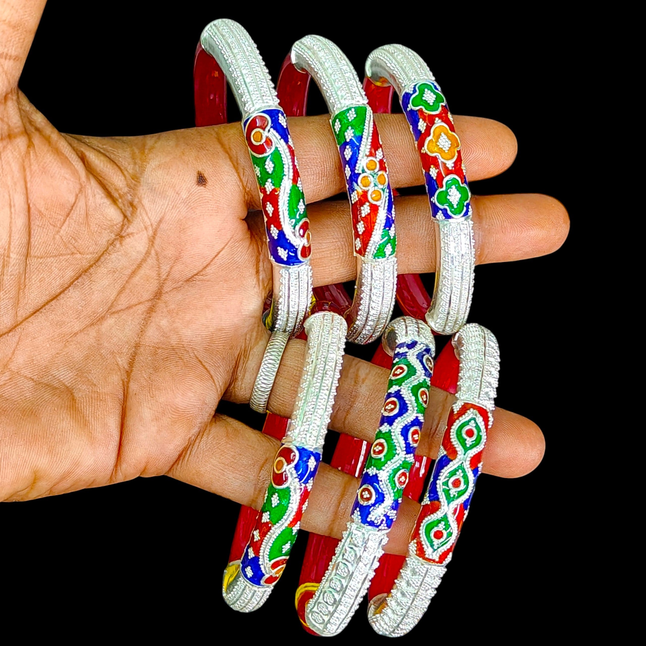 SAKHA POLA- 925 SILVER HALF BALA POLA APPROX WGT: 23.00 GM (1 PIECE) FOR MARRIED WOMEN (GET ANY DESIGN AS PER SIZE AVAILABILITY)