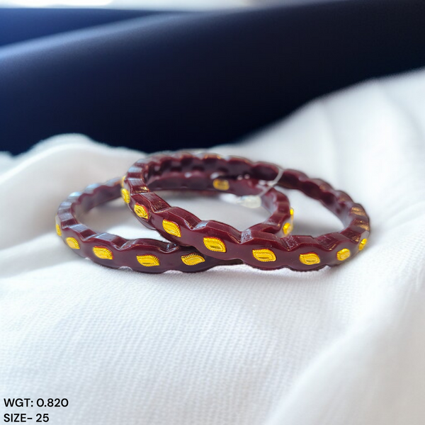 PASTING POLA- (SIZE: 25) WGT: 0.820 GM APPROX 22KT HUID HALLMARK GOLD PASTING POLA BANGLES 1 PAIR (FULL BODY WORK).