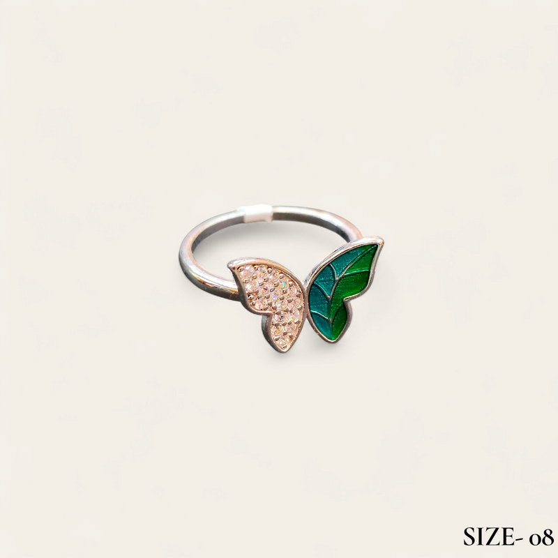 RAJLAXMI HALLMARK 925 SILVER FINGER BUTTERFLY MINAKARI DESIGN RING 1 PIECE FOR WOMEN FOR REGULAR USE - BEST FOR GIFTING (SOLD ON MRP)