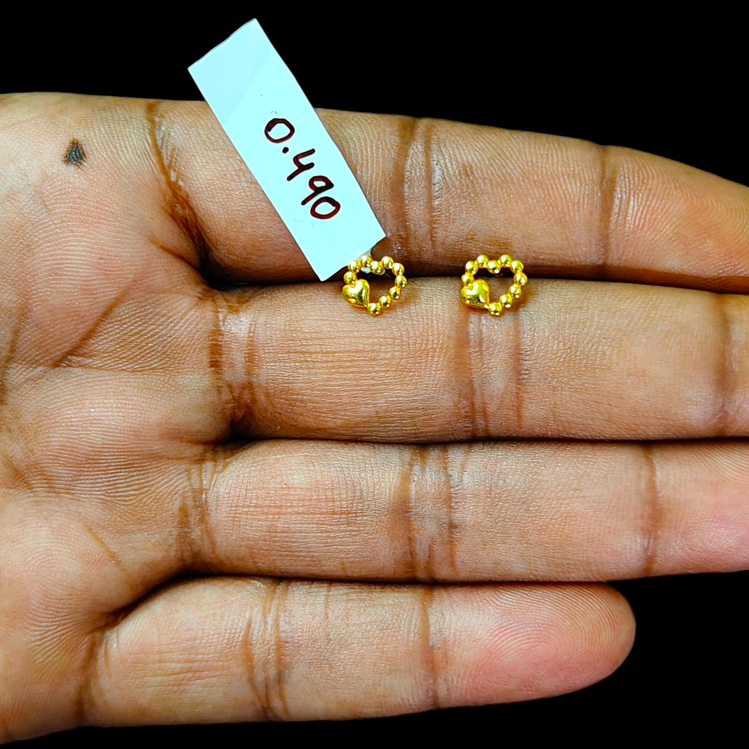 BABY JEWELLERY STUD EARRING- TRJ BABY TOPS WGT: 0.490 GM APPROX BIS CERTIFIED HUID HALLMARK 9KT GOLD STUD EARRINGS FOR WOMEN 1 PAIR FOR REGULAR USE.