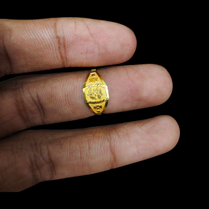BABY JEWELLERY- TRJ WGT: 0.330 GM APPROX 375 9KT HUID HALLMARK GOLD BABY FINGER RING 1 PIECE FOR RICE CEREMONY & BIRTHDAY.