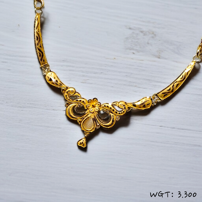 RAJLAXMI WGT: 3.300 GM APPROX HUID HALLMARK 22KT GOLD NECKLACE 1 PIECE WITH ADJUSTABLE TASSEL.
