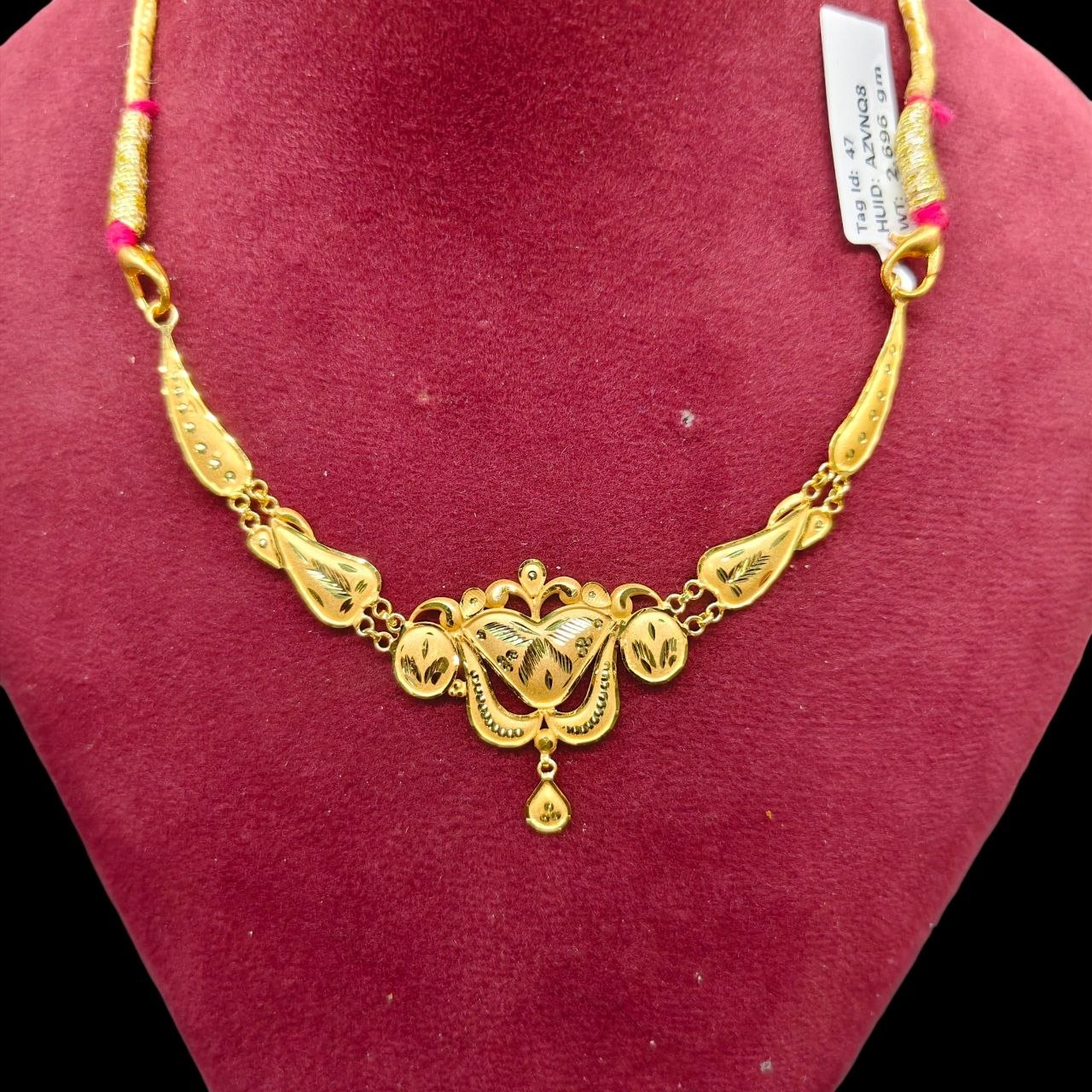 GOLD CHOKER NECKLACE-(WGT: 2.696 GM APPROX) BIS CERTIFIED HUID HALLMARK 9KT GOLD NECKLACE 1 PIECE FOR WOMEN.