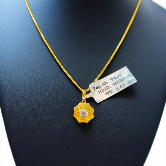TRJ WGT: 0.620 GM APPROX 18KT HUID HALLMARK GOLD LOCKET 1 PIECE WITH ADJUSTABLE TASSEL.