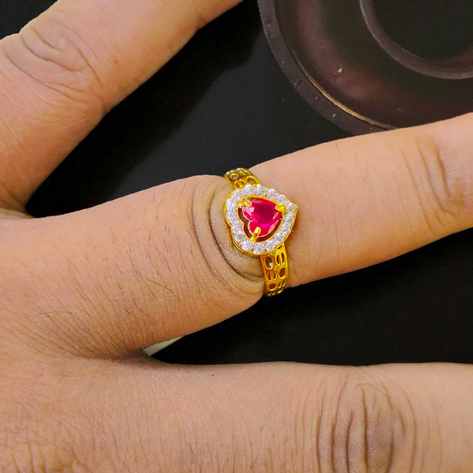 TRJ (SIZE: 12) CERTIFIED BIS HUID HALLMARK 750 18KT GOLD LADIES FINGER RING FOR WOMEN 1 PIECE (WGT: 1.250 GRAM APPROX) STUDDED WITH ITALIAN VVS QUALITY CZ STONE.