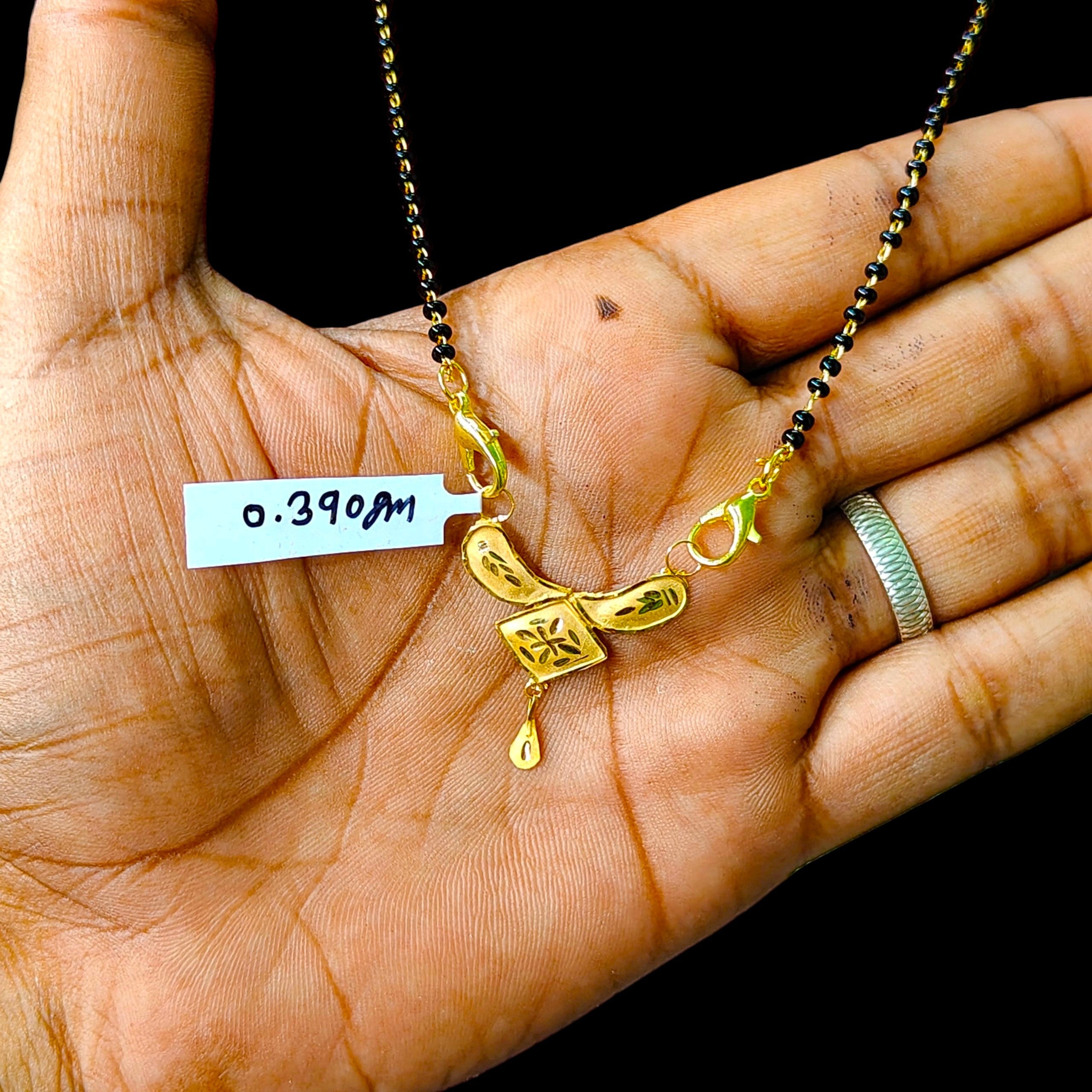 GOLD PENDANT- (WGT: 0.390 GM APPROX) BIS CERTIFIED HUID HALLMARK 375 9KT GOLD PENDANT FOR WOMEN 1 PIECE WITH FREE MANGALSUTRA & TASSEL.