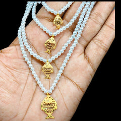 (GMH)- (WGT: 0.800 GM APPROX) BIS CERTIFIED HUID HALLMARK 22KT GOLD MOTI SITAHAR NECKLACE 1 PIECE WITH ADJUSTABLE TASSEL. (JIP4XS)